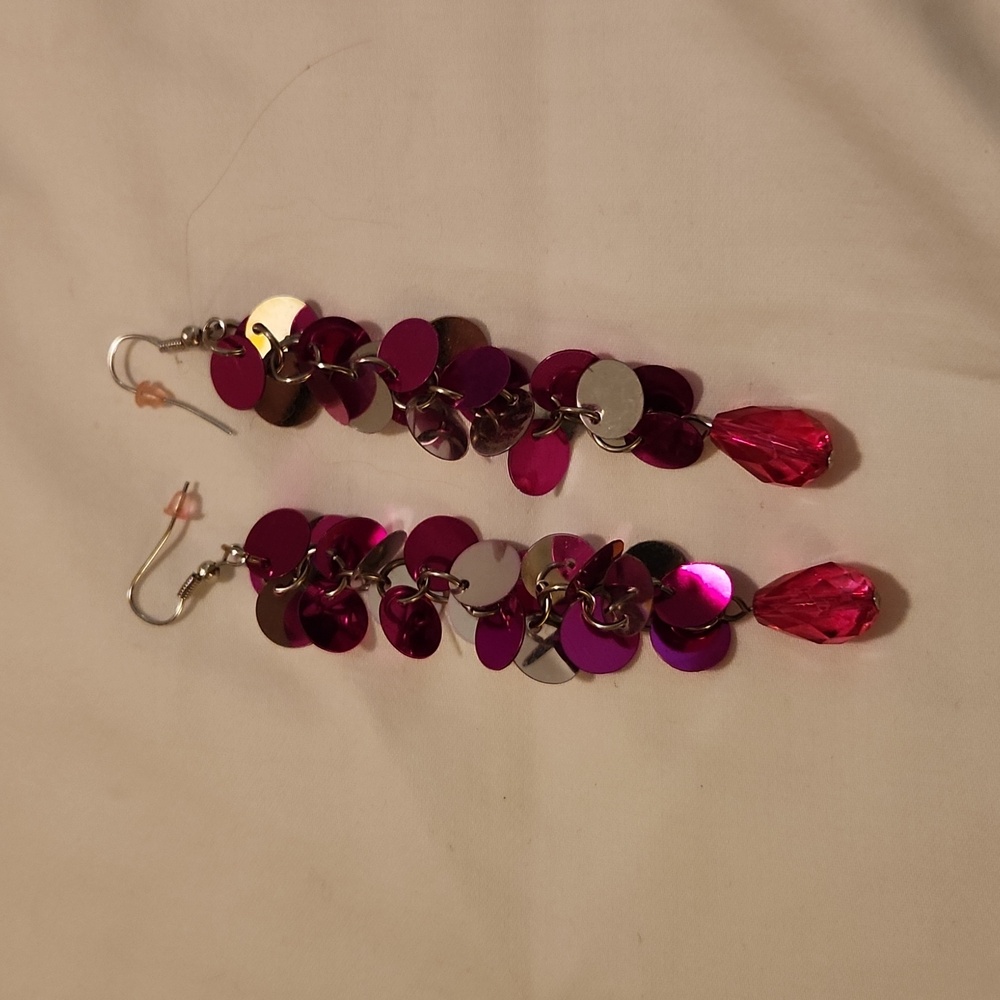 Hot pink dangle earrings